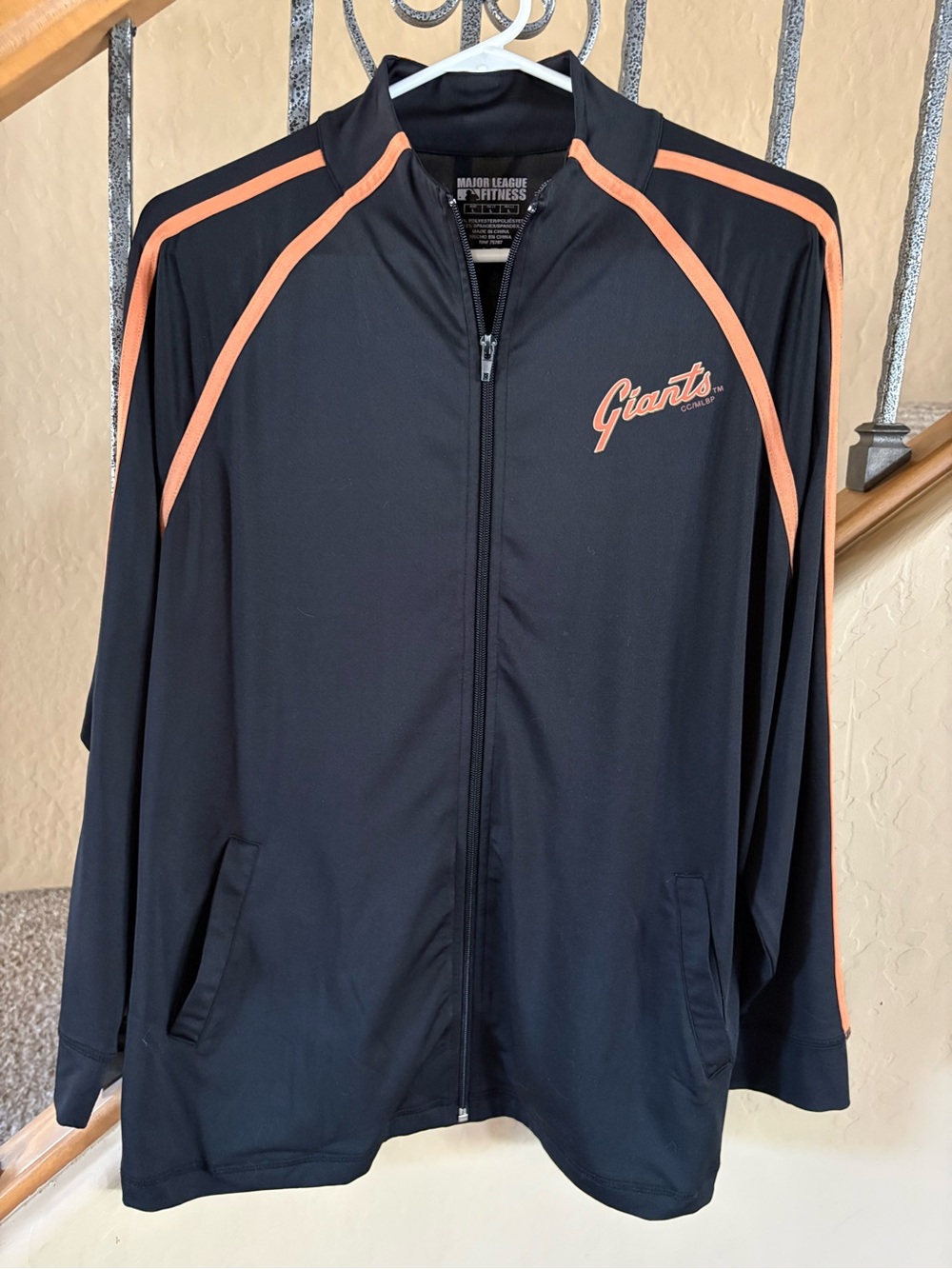 San Francisco Giants Black Zip-Up Track Jacket with Orange Piping